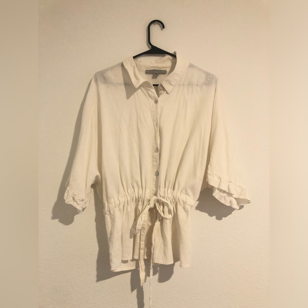 Marc New York Ruffled Sleeve Linen Button Down Shirt